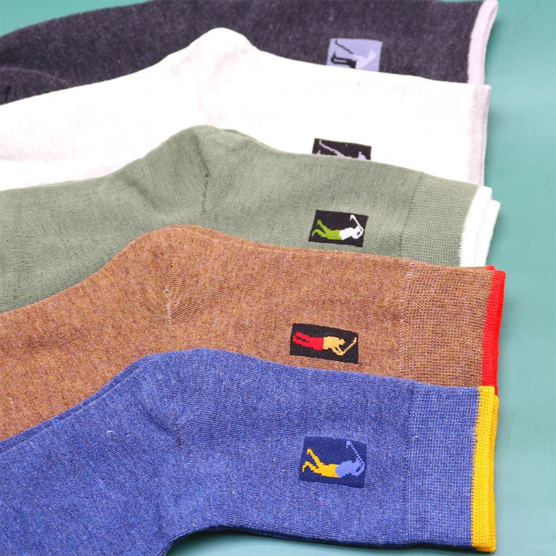 New High Quality Men's Socks Business Casual Long Socks The Golf Logo Spring Autumn Winter Warm Dress For Man Gifts Size 38-45