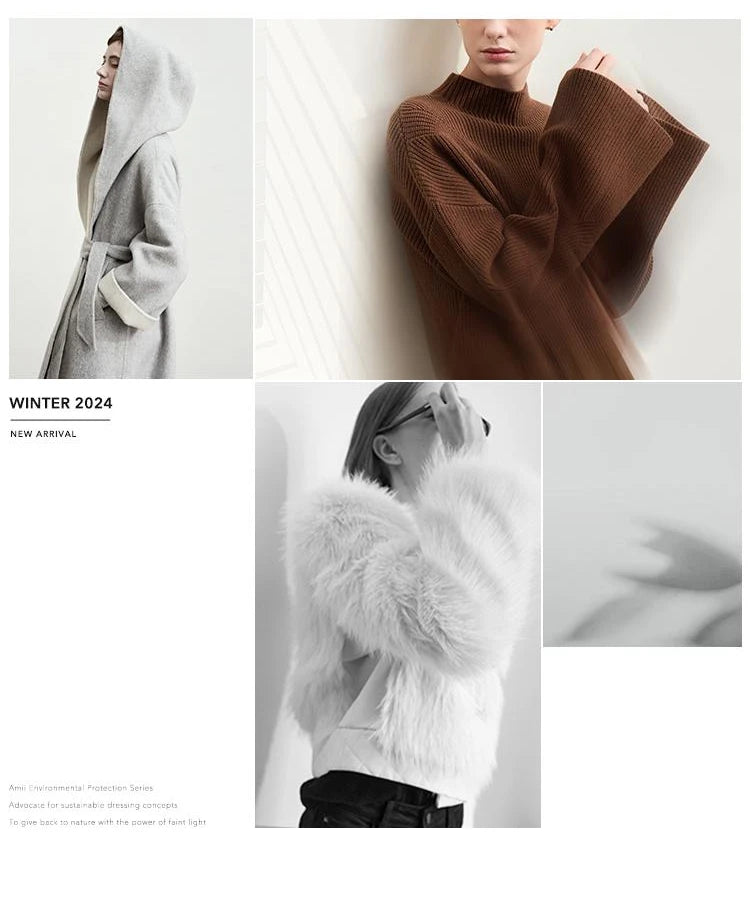 Amii 2024 Winter New Women's Velcro Loose Coat Top Warm Stand-up Collar Letter Embroidered Seal Zipper Down Jacket 12444103