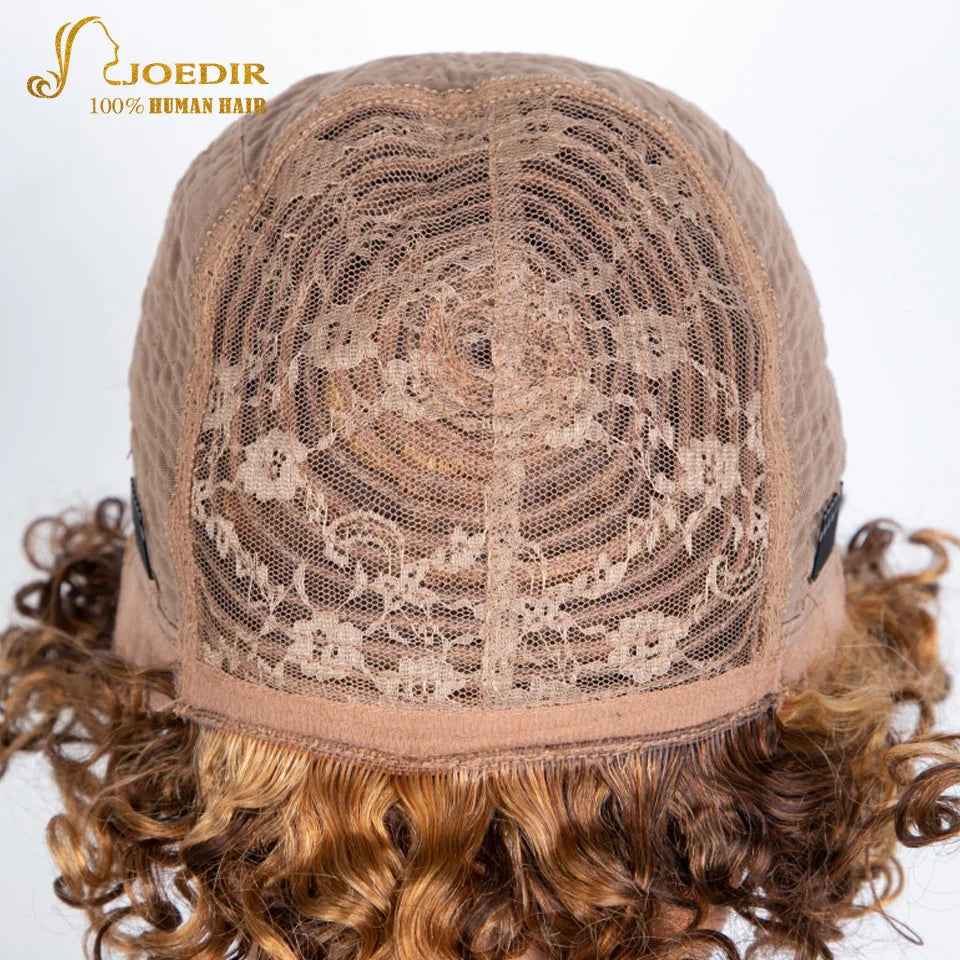 Joedir Black Short Afro Kinky Curly Bob 100% Human Hair Wig For Women Brazilian Remy Hair Full Machine Made Wear to go Daily Wig