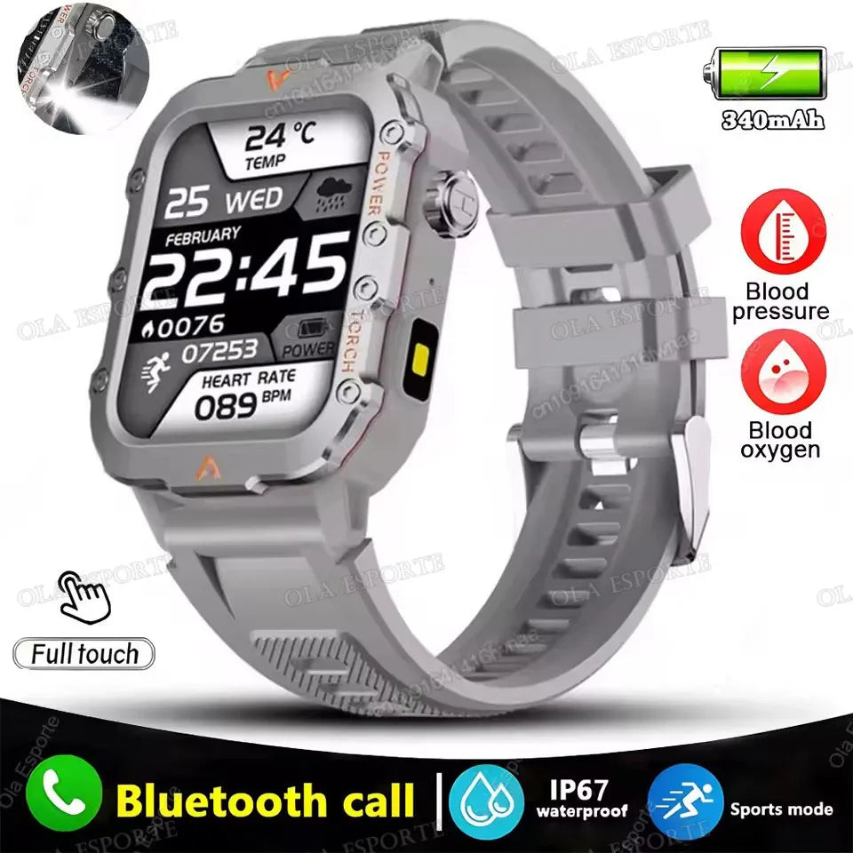 Outdoor Sports Smartwatch New 2025 2.01 inch HD Screen LED Flashlight Bluetooth Talking Smart Watch for Men Women Holiday Gift
