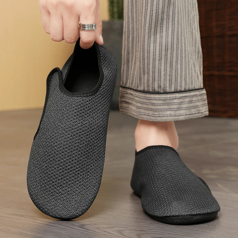2025 Couple Non-Slips Slippers With Heels Casual Indoor Flats Slides Bedroom Shoes Male Soft Sole Home Shoes For Women and Men