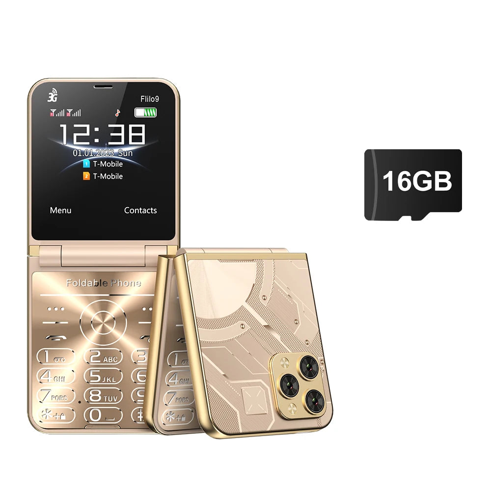 Low Price Sale SERVO Flilo9 3G Flip Mobile Phone 2 SIM Card Speed Dial Blacklist Call Record FM Radio 2.6inch Fold Cellphone MP4