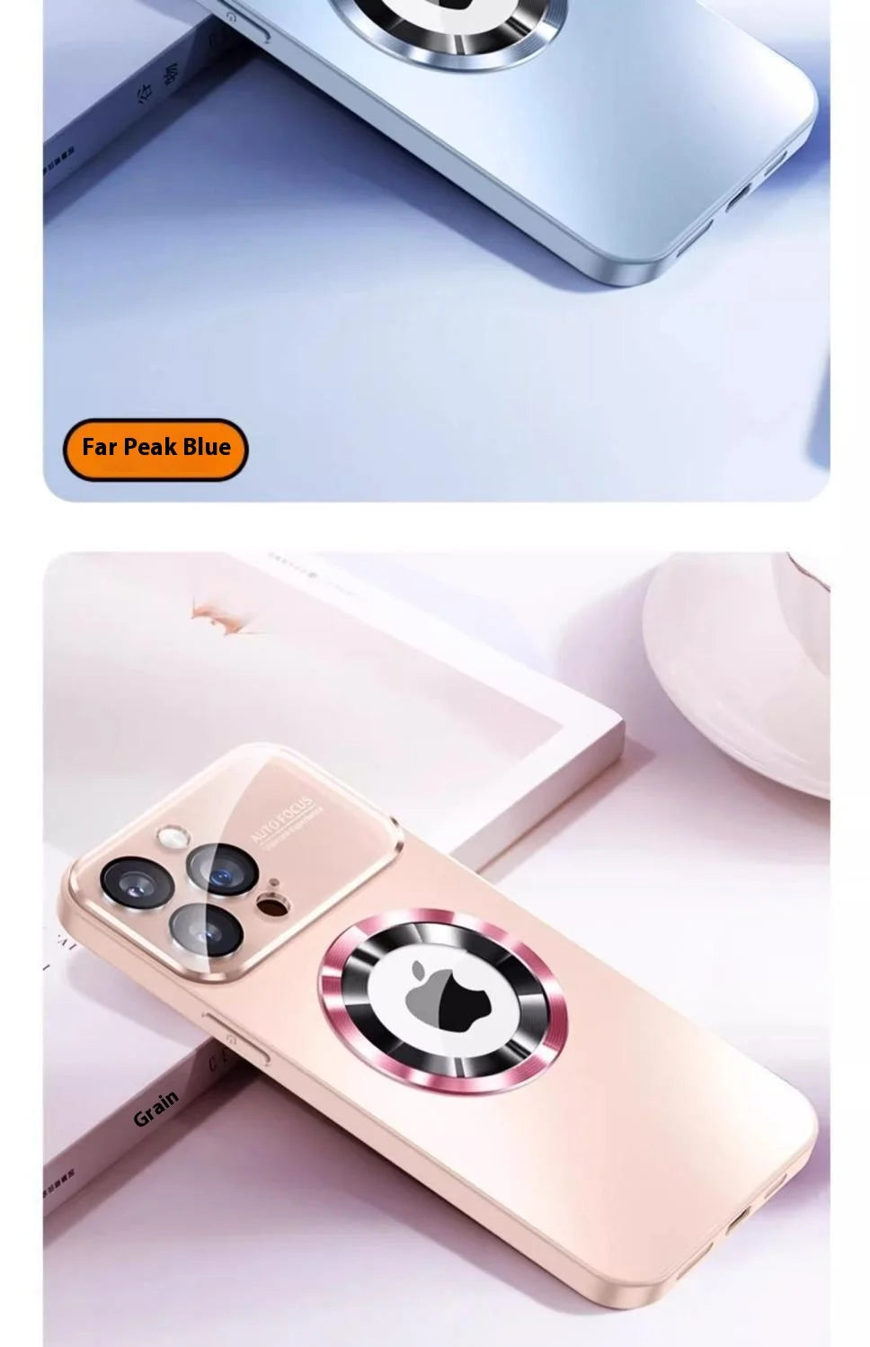 Fashionable Large Window Magnetic Phone Case,For iPhone 16 15 14 13 Pro Max, With Lens Protector,Magsafe Wireless Charging Case