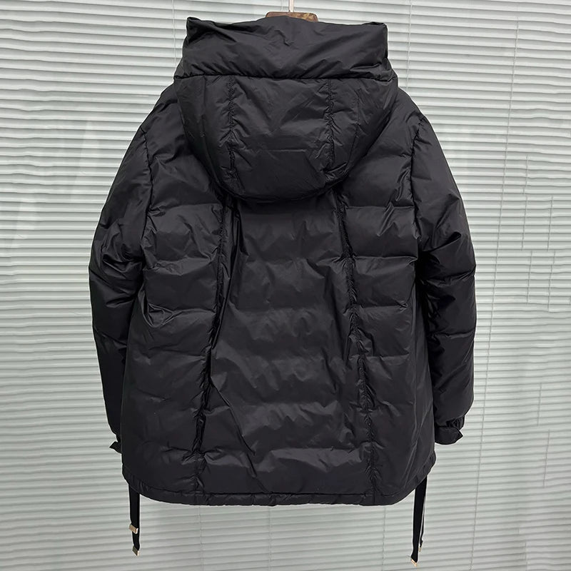 Schinteon Women's 90% White Duck down Jacket Casual Loose Oversize Autumn Winter Outwear with Hood Top Quality Coat 2025 New