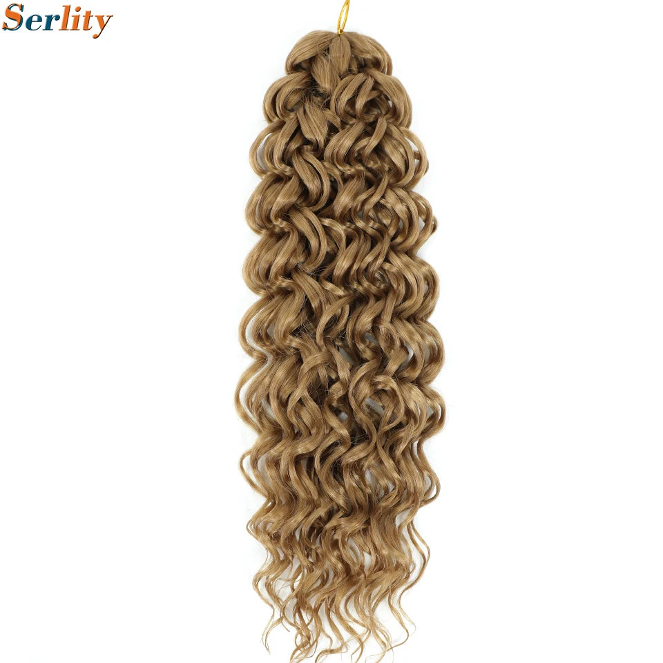 GoGo Curl Crochet Hair 14inch Curly Ocean Wave Synthetic Braiding Hair Jet Black Beach Curl Water Wave Deep Twist Crochet Braids