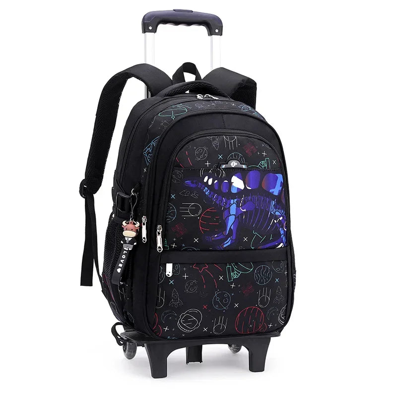 Children School Backpack for Kids Boys Wheeled Bag Student Backpack Trolley School Bag with Wheels Rolling Luggage Book Bag