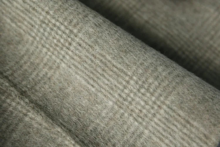 Handmade Sewn Double-sided Woolen Blazer Women Spring Autumn Plaid Wool Overcoat Office Lady Casual Suit Coat Thick Jacket