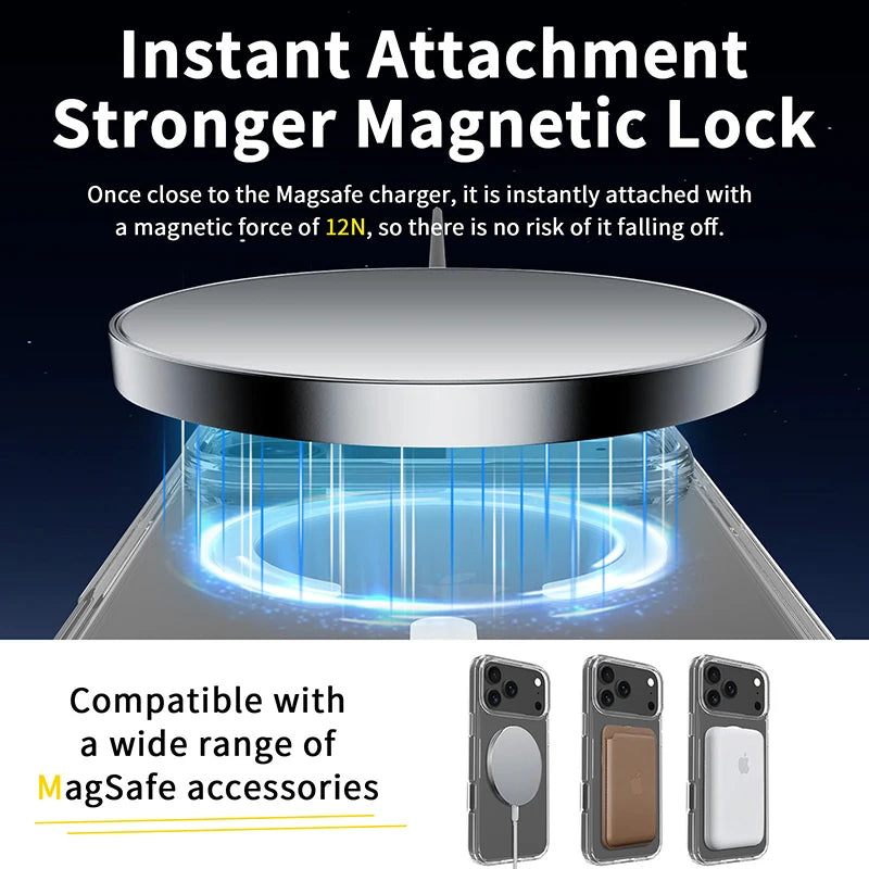 Magnetic Magsafe Case For iPhone 17 Pro Max Hybrid Hard Cover for iPhone17ProMax iPhone17Pro 2025 Clear Shockproof Soft Shell