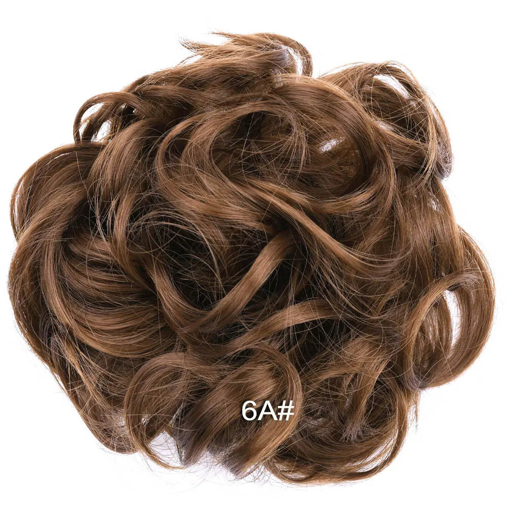 Jeedou Synthetic Messy Curly Hair Bun Chignon Donut Pad Elastic Hair Rope Rubber Band Hairpiece For Woman