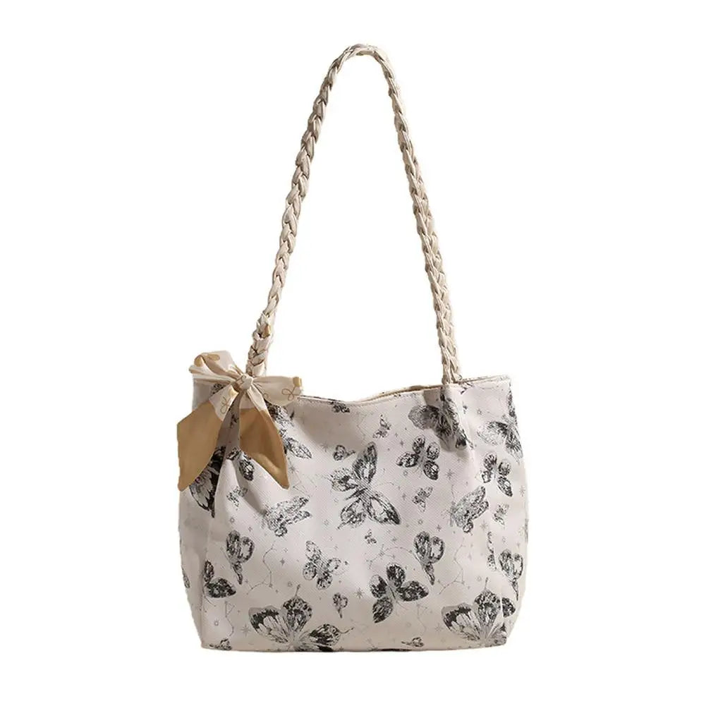 Large Capacity Shoulder Bag Bow Design Simple Unique Gentle Casual Underarm Bags Work  School Commuting Practical Carrying Bag