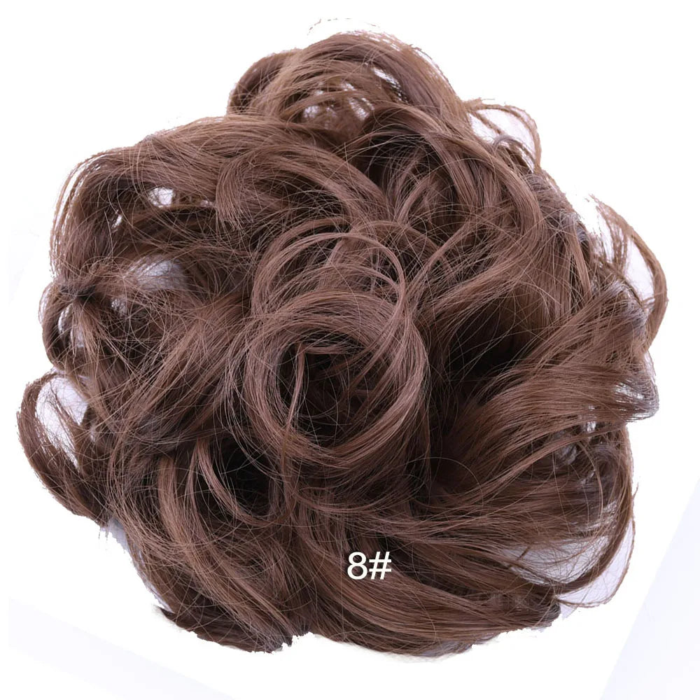Jeedou Synthetic Messy Curly Hair Bun Chignon Donut Pad Elastic Hair Rope Rubber Band Hairpiece For Woman