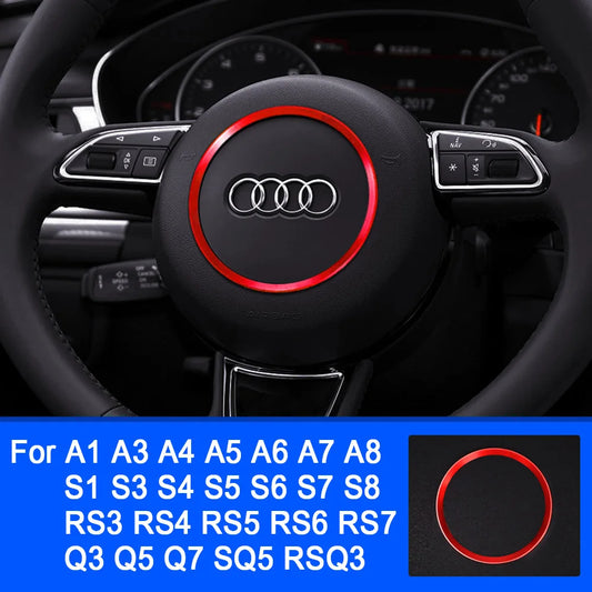 For Audi A1 A3 A4 A5 A6 A7A8 Q3 Q5 Q7 SQ5 S1 S3 S4 S5 S6 S7 S8 RS3 RS5 RS6 Car Steering Wheel Decoration Ring Trim Cover Sticker