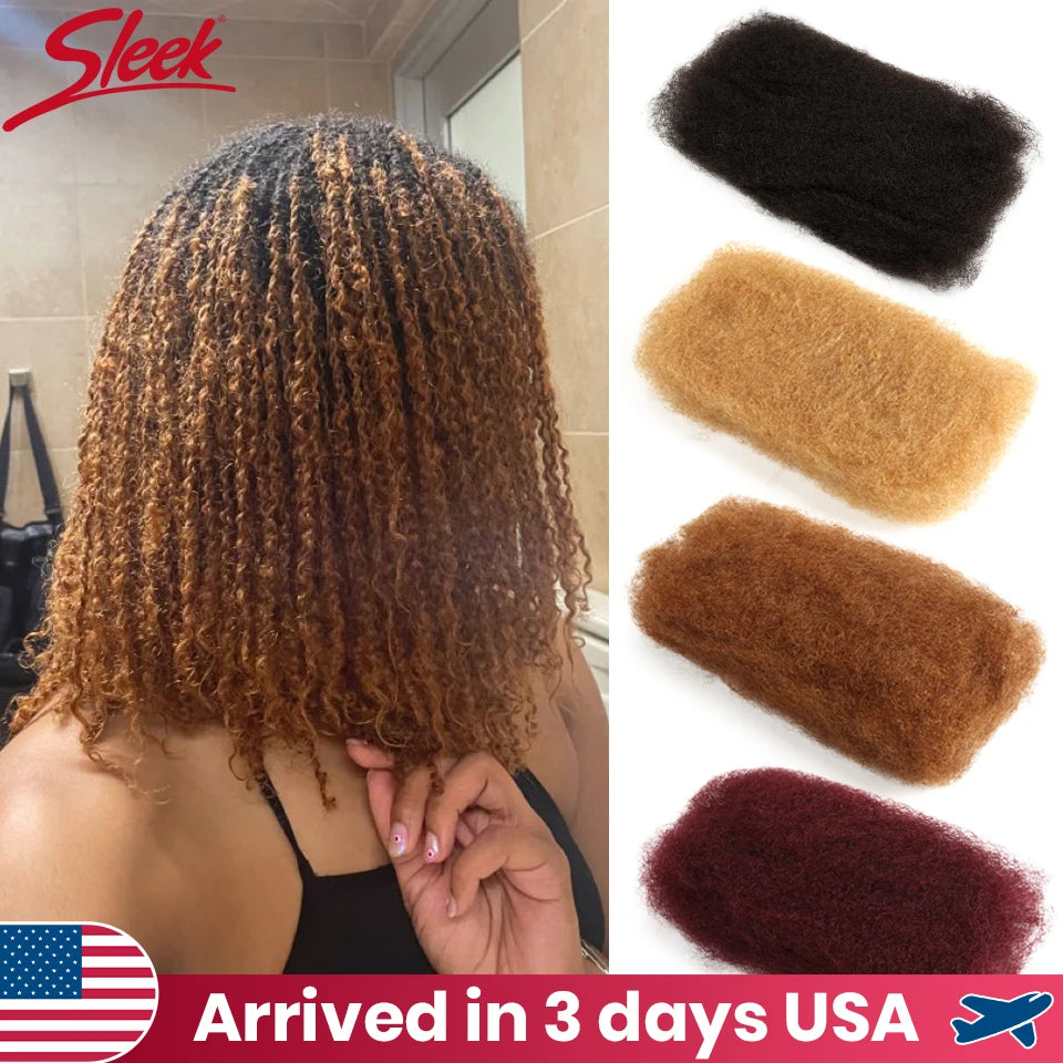 20 Inch Colored Braids Hair Gold Blonde Highlight  Afro Kinky Bulk Hair No Attachment Afro Curly Bulk Human Hair Remy Dreadlock