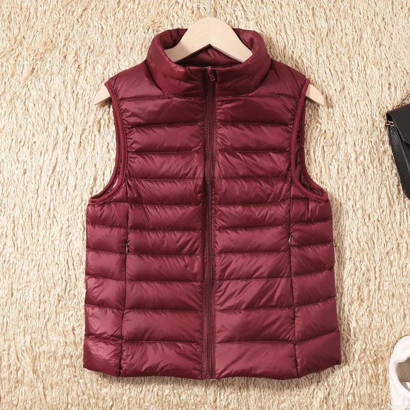 New Women Sleeveless Women's Ultra Light Down Vests Slim Jacket Girl Gilet Plus Lightweight Windproof Warm Waistcoat Portable