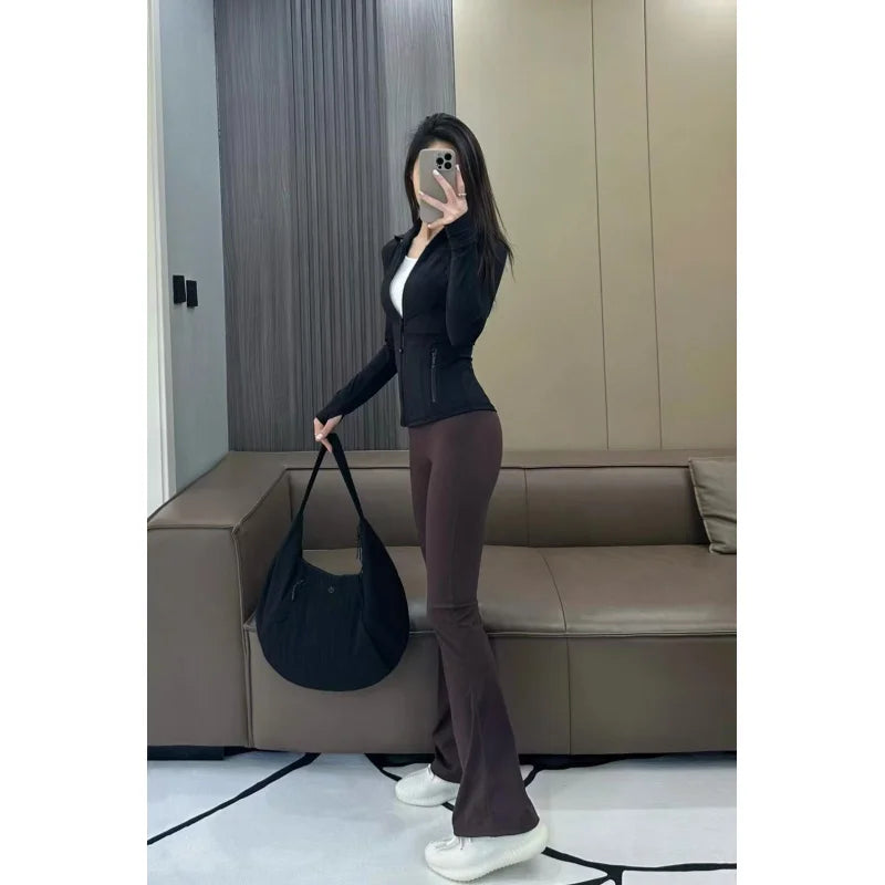 Yoga Clothes Women Define Jacket With Logo Wear Long Sleeve Full Zipper Sports Gym Workout Clothing Slim Fit Dupes Athletic