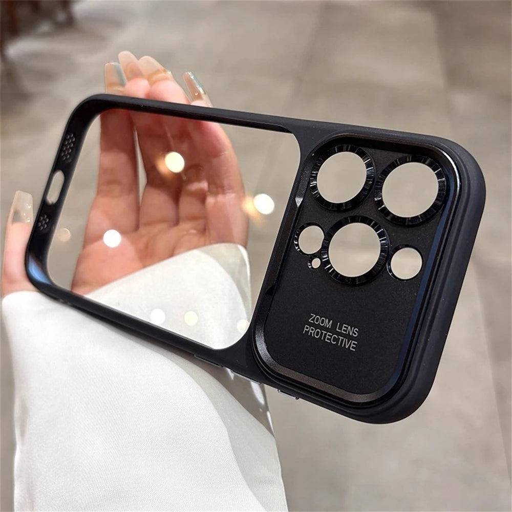 Luxury Magnetic Metal TPU Case For iPhone 17 16 15 14 Pro Max Plus Case Translucent Acrylic Hard Bumper Shockproof Protect Cover