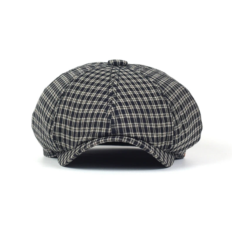 Spring Summer Plaid Newsboy Cap Breathable Peaky Octagonal Hat Vintage Soft Casual Berets Cap Visor Gatsby Flat Ivy Hat