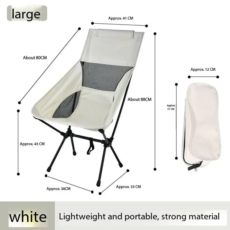Outdoor Camping Chair Folding Moon Beach Chair Portable Leisure Travel BBQ Fishing Chairs Detachable Picnic Outdoor Furniture
