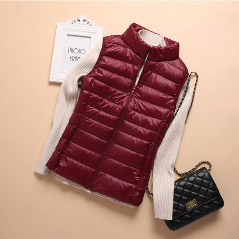 New Down Lightweight White Duck Down Vest Short Sleeveless Vest  Autumn/Winter Slim Fit Ultra Light Down Jacket Women Jackets