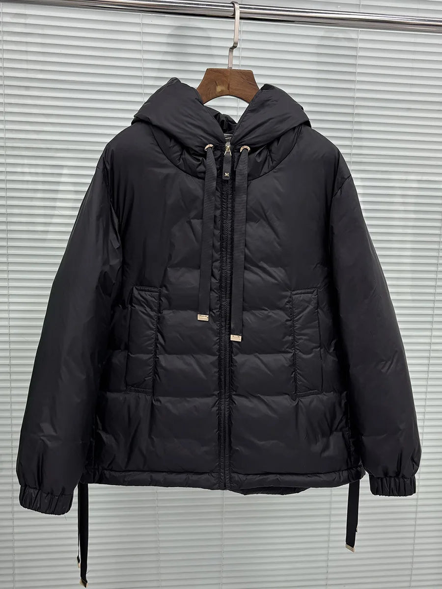 Schinteon Women's 90% White Duck down Jacket Casual Loose Oversize Autumn Winter Outwear with Hood Top Quality Coat 2025 New