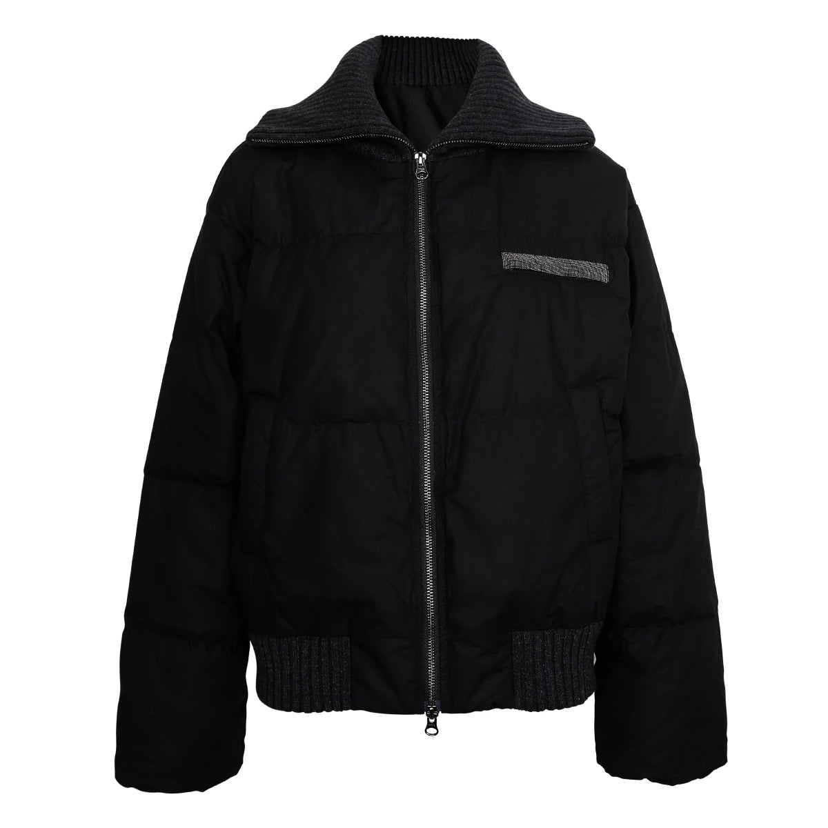 BC835 White goose down with large lapel warm zipper long-sleeved down jacket 100 cashmere warm coat