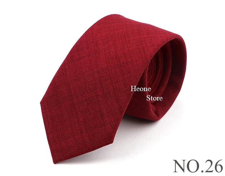Novelty New Solid Color Ties For Men 100%Cotton Handmade High Quality Necktie Pink Green Orange 6.5cm Skinny Slim Ties Accessory