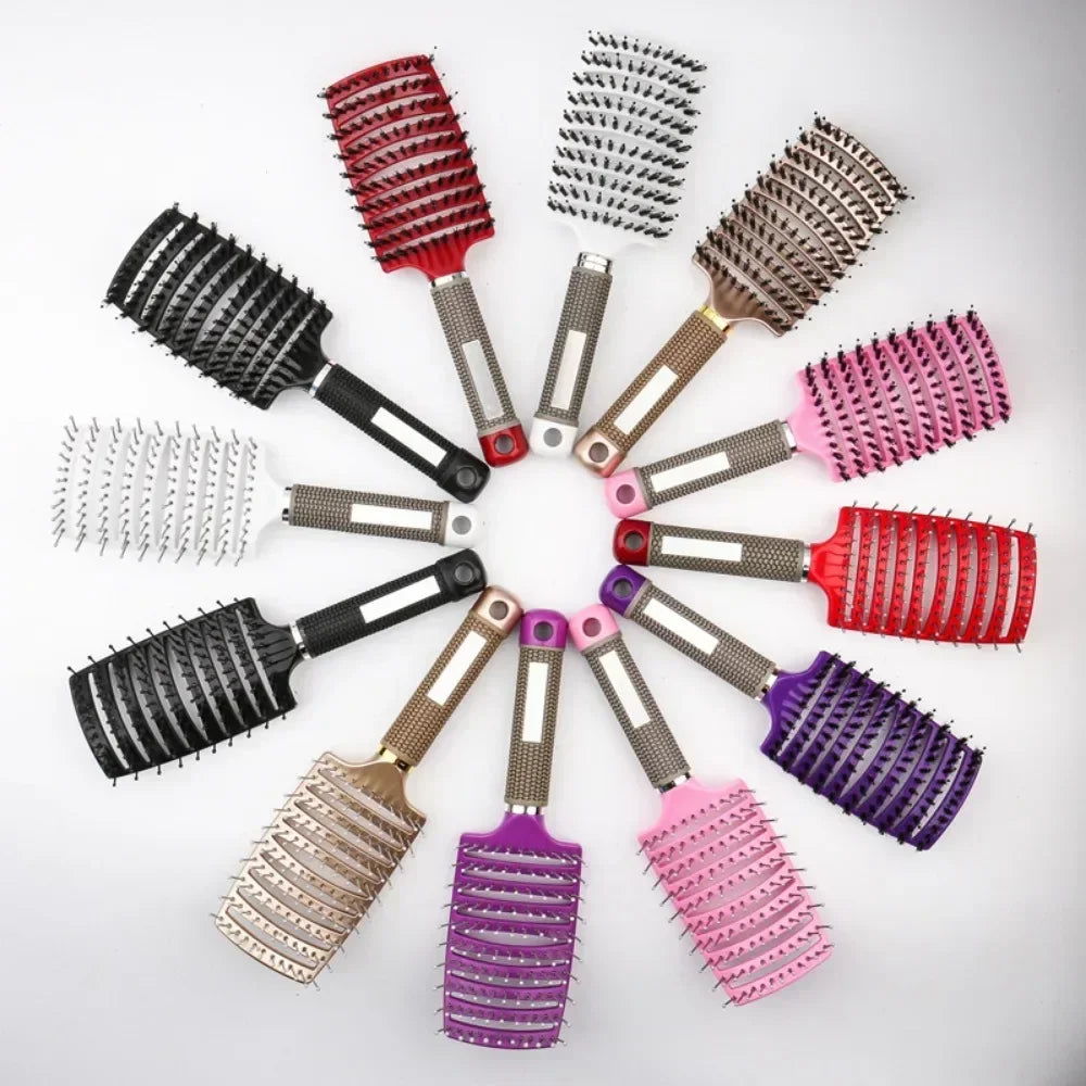 Hair Brush Scalp Massage Combs Hair brush Bristle Nylon Wet Curly Detangle Hair Brush for Salon Hairdressing Styling Tools