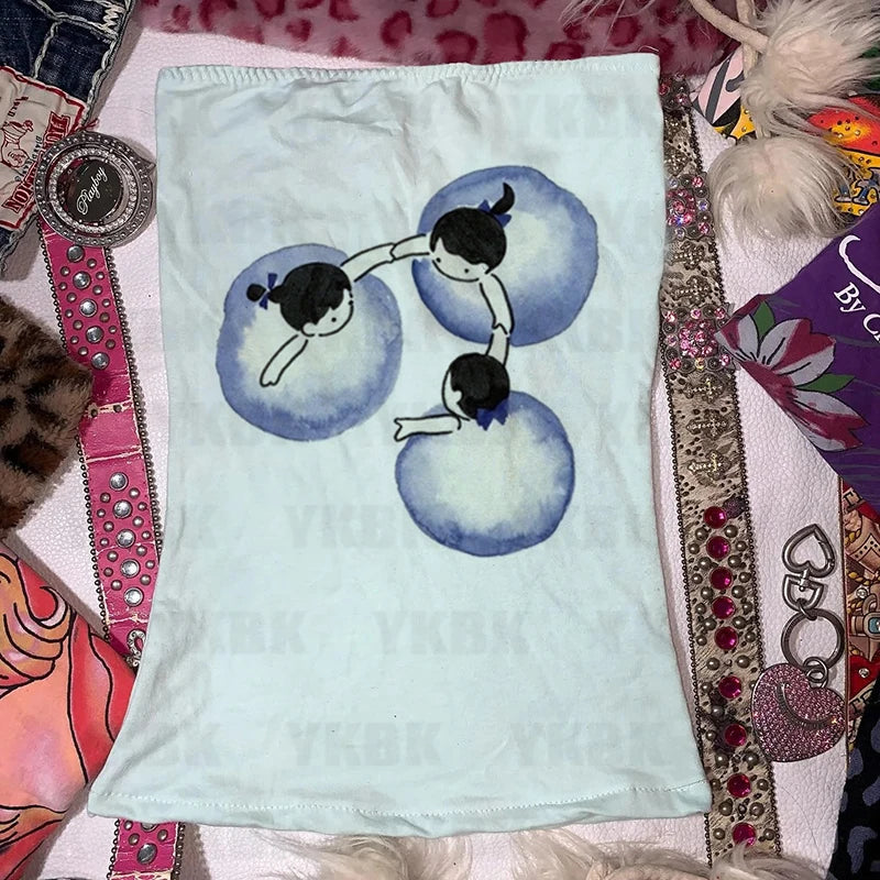 Woman Clothes for Women Trashy Y2k 2000s Tops With Suspenders Female Clothing Crop Top Sexys Summer Women's Cropped Emo Corset