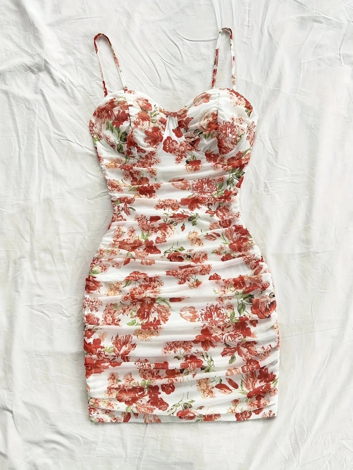 French Floral Slip Dress for Women Spring Summer Fashion Sexy Temperament Backless Mini Dresses Vacation Style Sling Beach Skirt