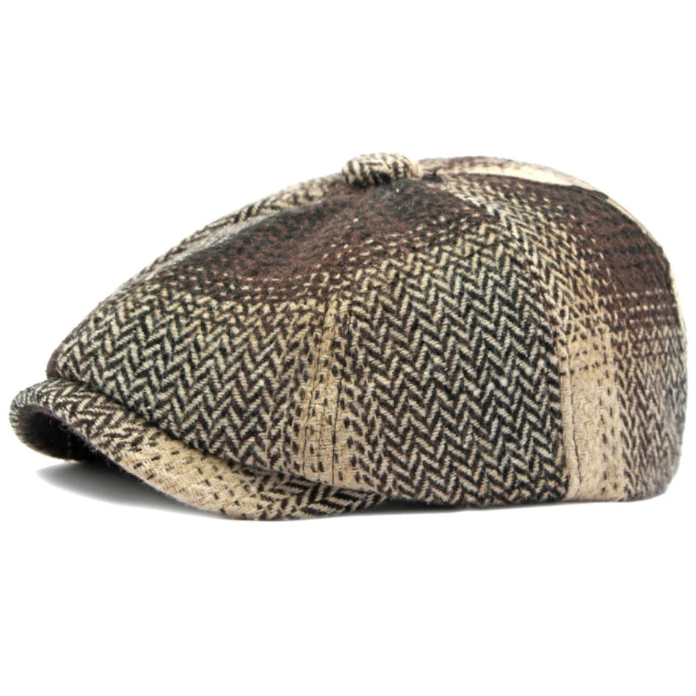 HT4184 Berets Autunm Winter Hats for Men Women Vintage Plaid Artist Painter Octagonal  Beret Hat Male Female Beret Cap