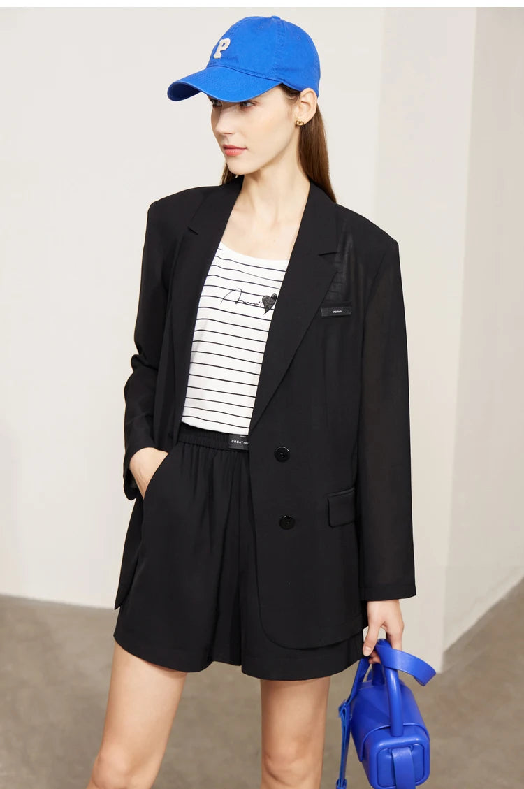AMII Minimalism Women's blazer Fashion 2024 Summer Blazers Office Lady Elegant Chic Female shorts Separately Sale 72311003
