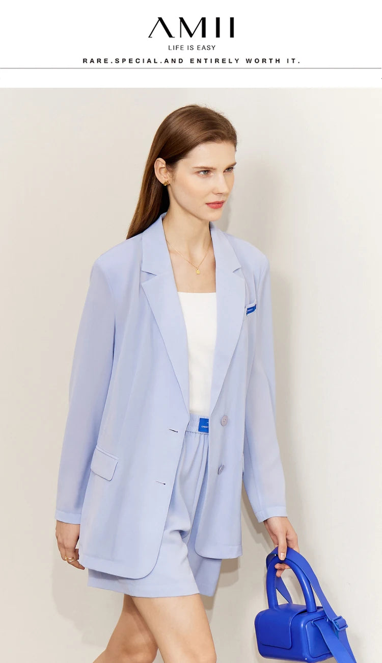 AMII Minimalism Women's blazer Fashion 2024 Summer Blazers Office Lady Elegant Chic Female shorts Separately Sale 72311003