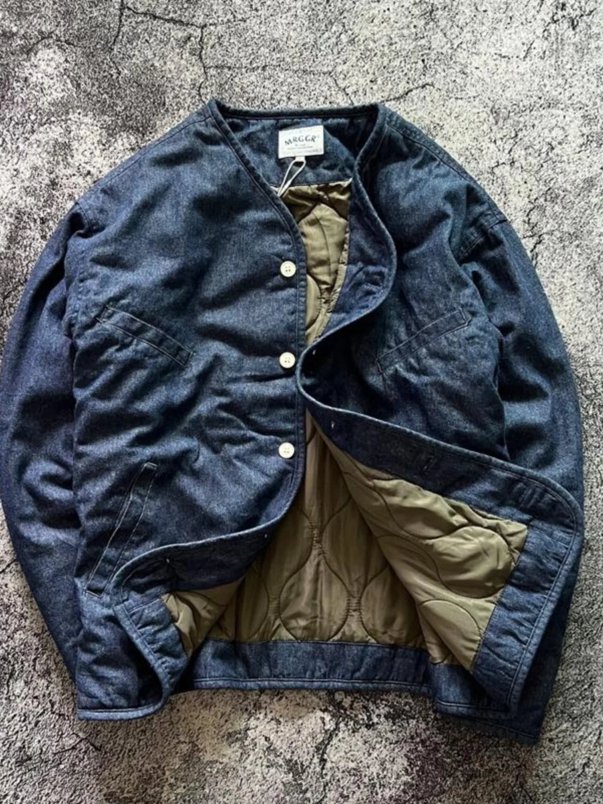 Retro Japanese Sle Thi Warm Autumn Winter Cotton Jaet Casual Versatile Denim Outerwear Stand Collar Men's Clothing