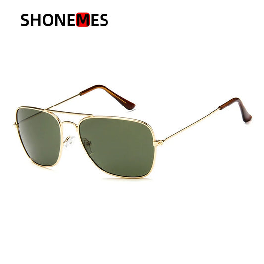 Shonemes Square Sunglasses Vintage Double Bridge Driving Shades Metal Frame Outdoor UV400 Sun Glasses for Men Women