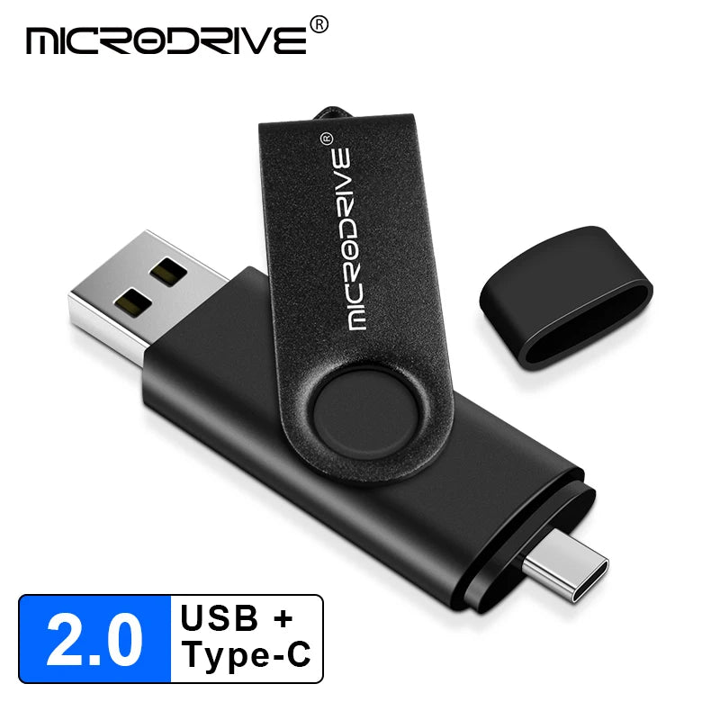 2 in 1 OTG Usb flash drive 256G 128GB 64GB Pendrive 32GB 16GB memory Stick 8GB 4GB Pendrive cle usb 2.0 key with Type C Adapter