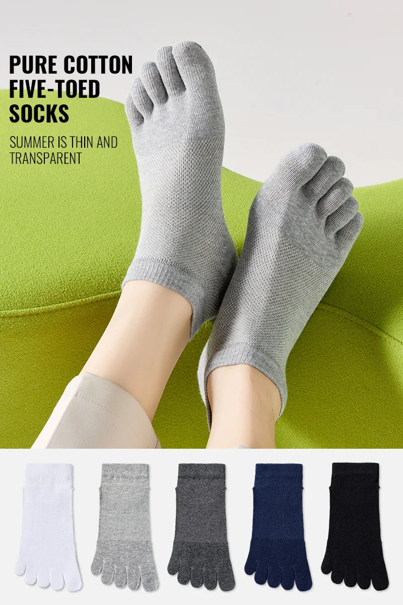 MiiOW Cotton Five Finger Short Sock Men Ankle Spilt Toe Sock Summer Thin Sock Breathable Mesh Sweat Absorbent Antibacterial Soc