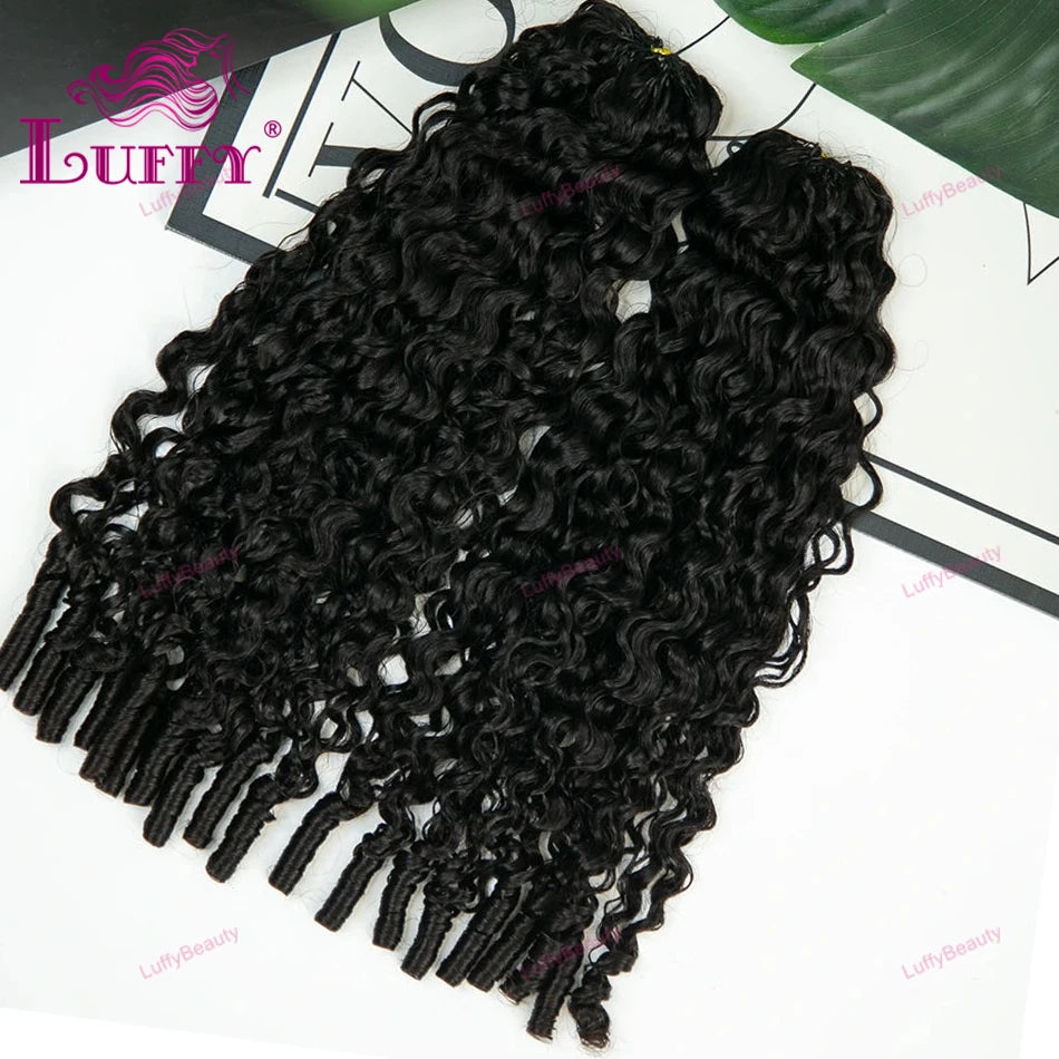 Curly Crochet Human Hair Knotless Pre-Separated Crochet Hair Water Curly With String Pre-Looped Feather Hair Extensions