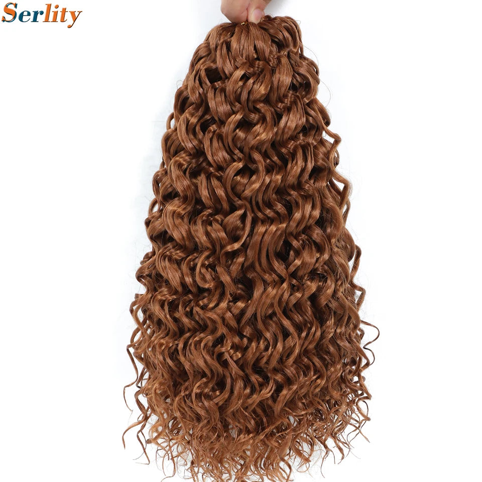 GoGo Curl Crochet Hair 14inch Curly Ocean Wave Synthetic Braiding Hair Jet Black Beach Curl Water Wave Deep Twist Crochet Braids