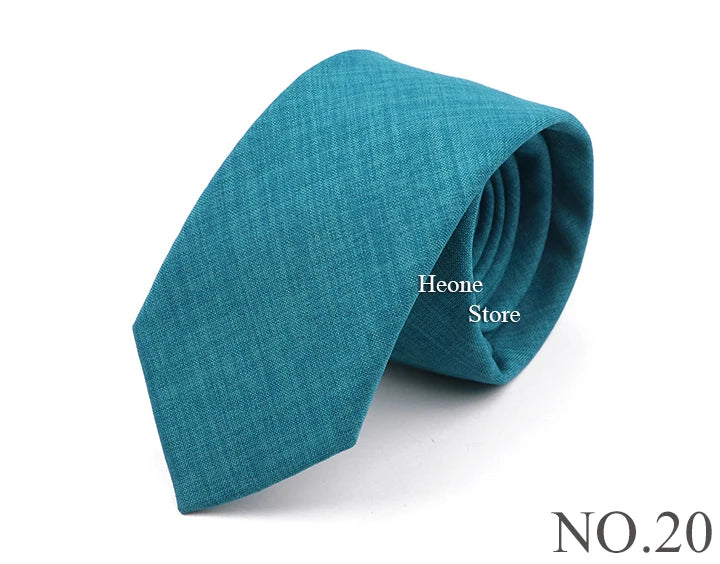 Novelty New Solid Color Ties For Men 100%Cotton Handmade High Quality Necktie Pink Green Orange 6.5cm Skinny Slim Ties Accessory