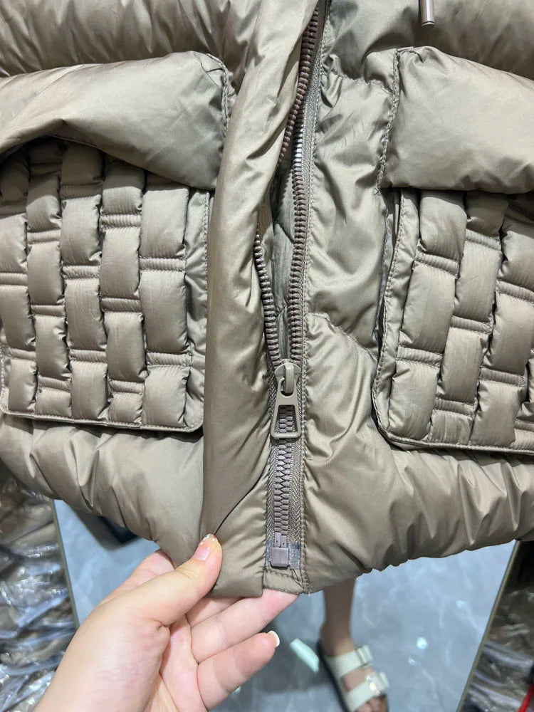 Fashion Hooded Parka Women's Winter Clothes 2023 New Short Bread Jacket CWhite Duck Down Coat Woman Large Size Overcoat