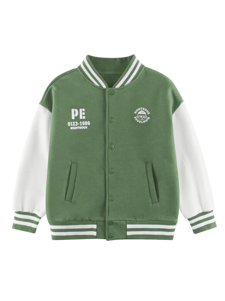 2024 Autumn Winter High Qualify Jacket for Boys Girls Fleece Cotton Zipper Casual Cartoon Baseball Capsule Coat Outerwear