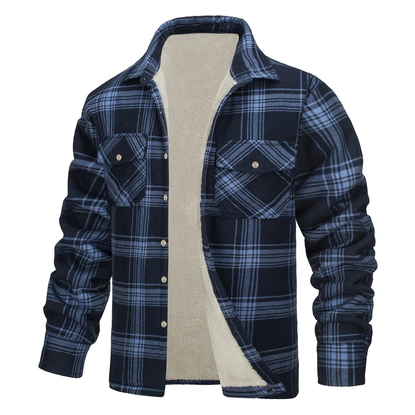 Men Autumn And Winter Fashion Casual Check Square Lapel Pocket Hoodless Fastening 2024 Winter Fashion Comfort Men's Jacket