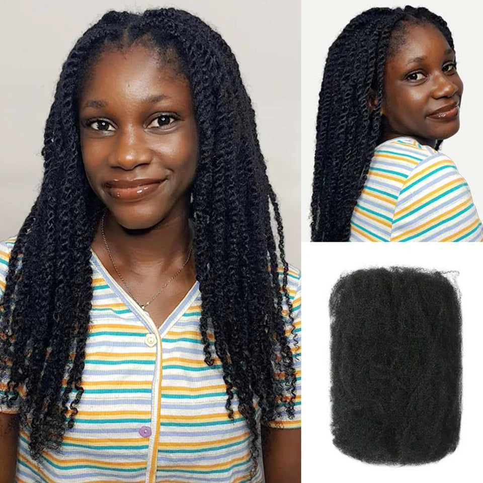 Afro Kinky Curly Bulk Human Hair For Braid Twists Curly Hair Extension Peruvian Hair for Dreadlock Extension Create Dreadlocks