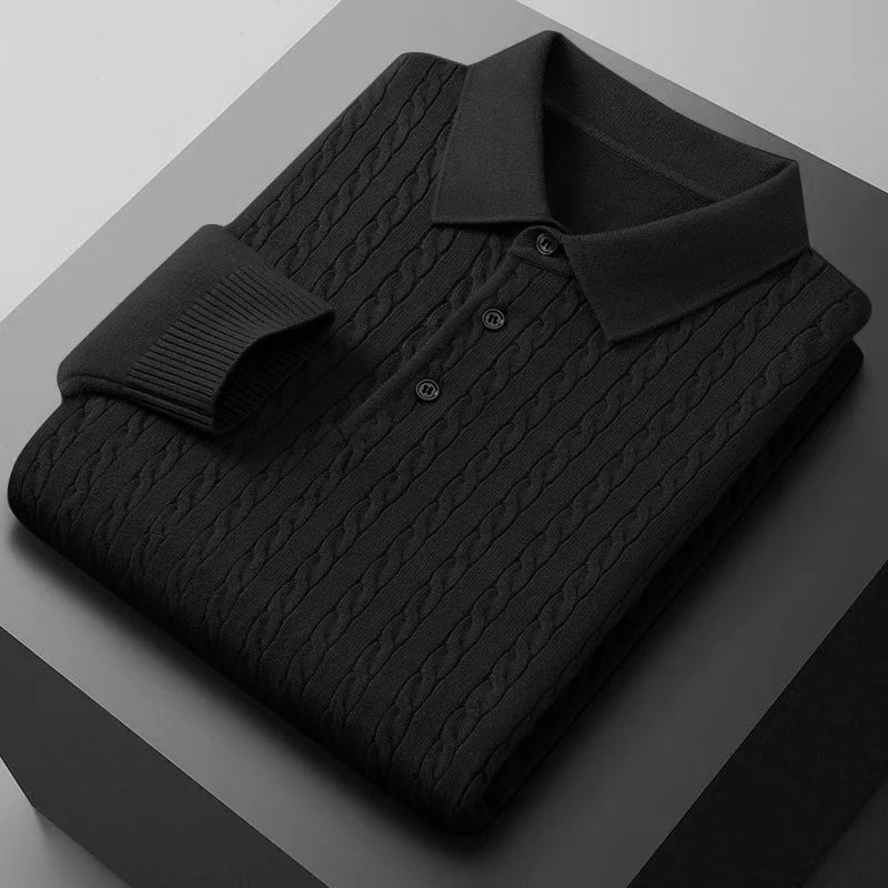 Men's Autumn Knitted Pullover Sweaters Woolen Button Cable Sweater Slim V-neck Long Sleeve Winter Outerwear Warm Heavyweight Top