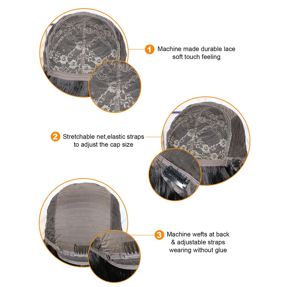 Short Full Machine Made Highlight Pixie Cut Wigs Human Hair Wigs  Colored Bob Wig Brazilian Remy Hair Wigs for Black Women