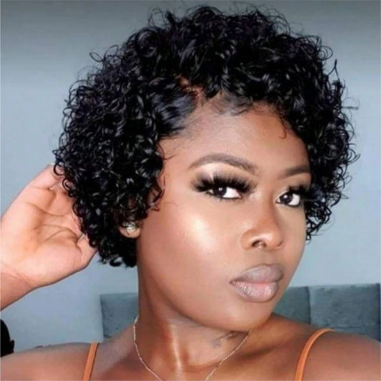 Pixie Cut Wig Water Wave Transparent Lace Frontal Wigs 13x1 Short Bob Human Hair Wigs For Women Perruque Cheveux On Sale 180%