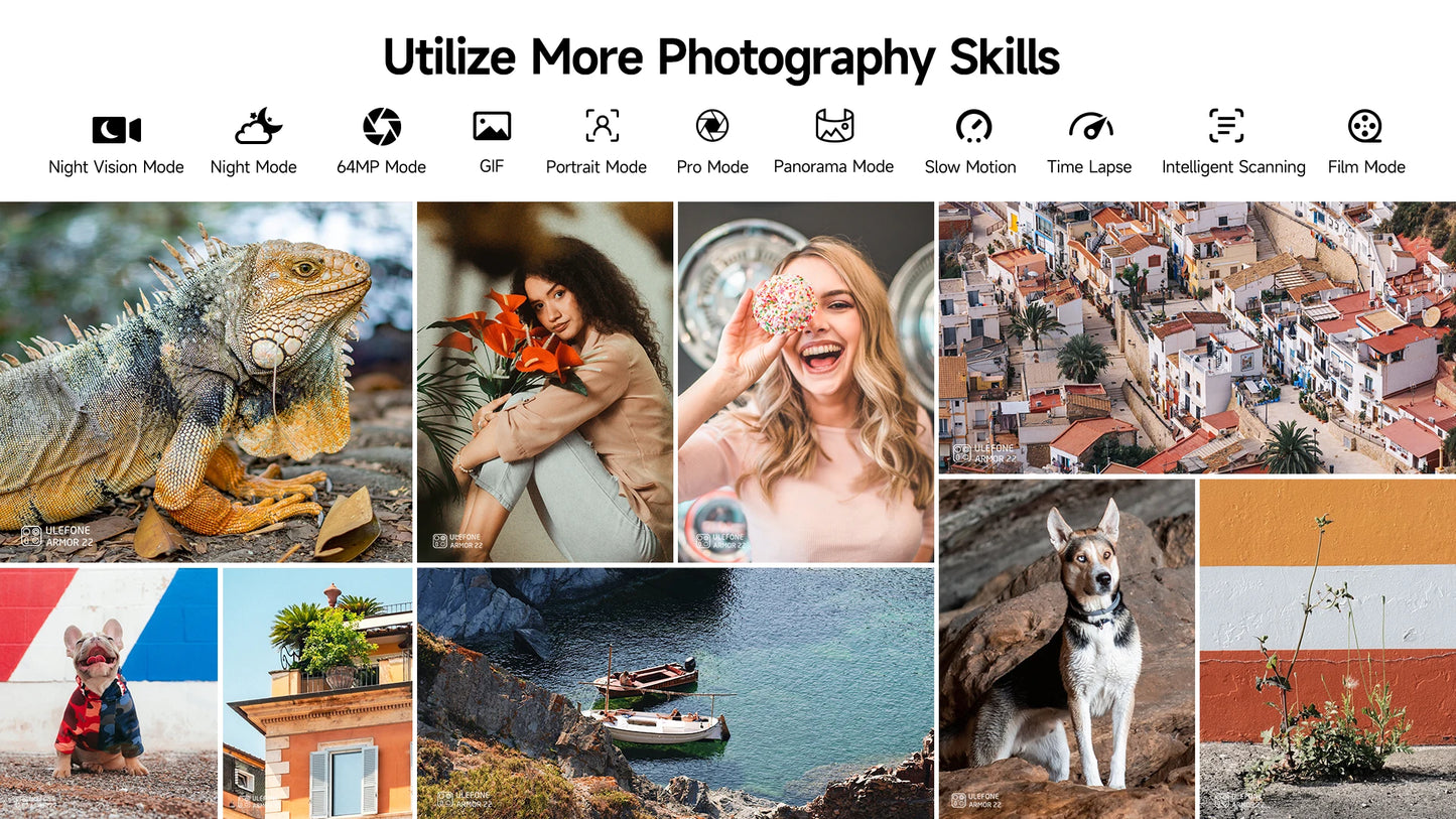Ulefone Armor 22 Rugged Phone ,16GB (8GB+8GB) RAM ,128GB/256GB ROM , Android 13 Smartphone,NFC 64MP 4G Phone
