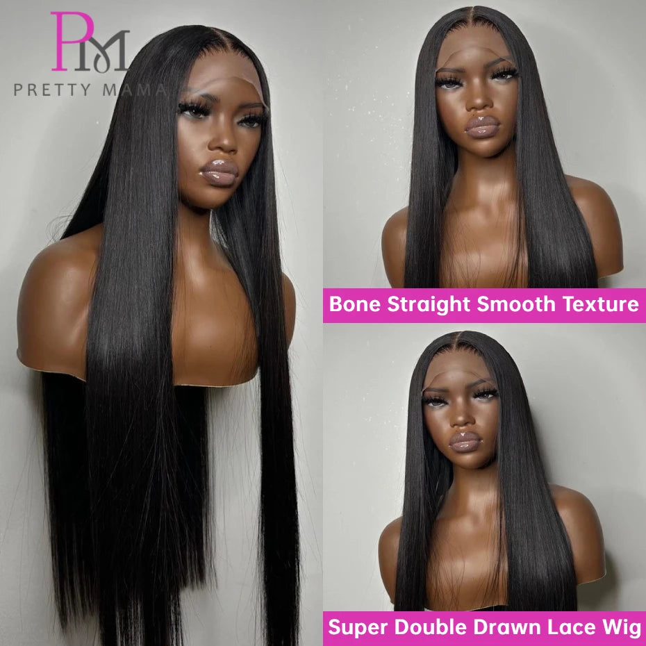 300 Density Human Hair Wigs Bone Straight Raw Vietnamese Lace Frontal Wig SDD Double Drawn Lace Front Wig 2x6 5x5 Closure Wigs