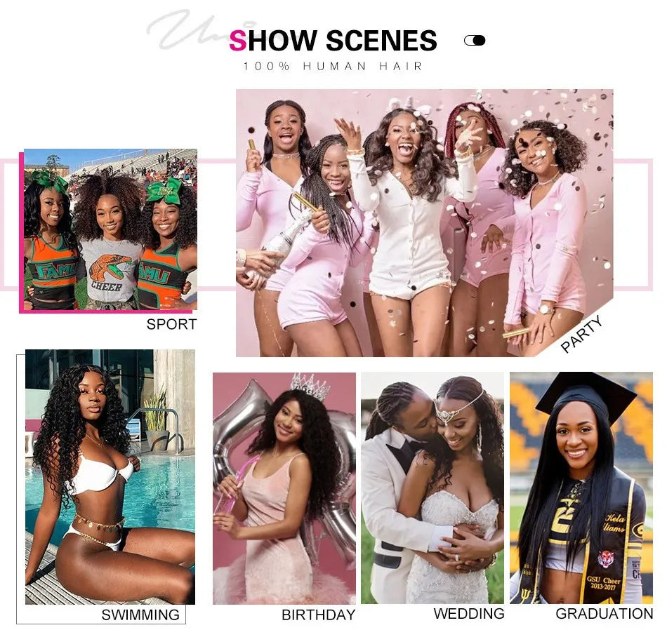 UNice Hair Drawstring Body Wave V Part Wig Natural Color 100% Human Hair Wigs Clip In V-Part Wig Mini Leave Out 150% Density