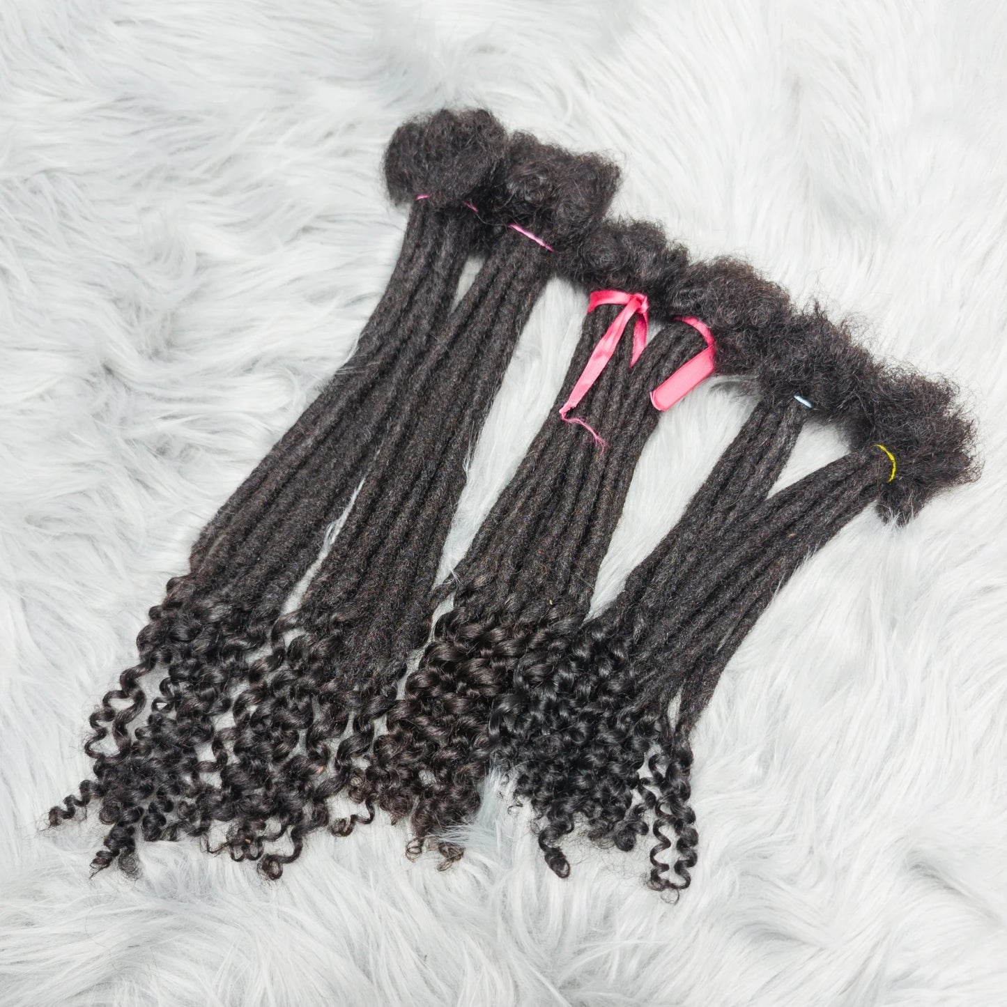 Natural Human Hair Dreadlock Extensions with Curly Ends 8-12 Inch Handmade Curled Tail Locks Extension for Women Men 10 Strands